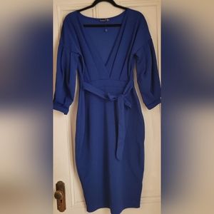 Blue long puffes sleeve casual/formal pencil dress. US Size:12,  NEW